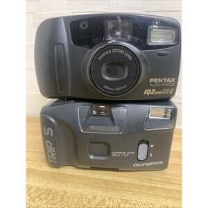 Olympus Trip S & Pentax IQZoom 80-E Point & Shoot Cameras For Parts-Untested